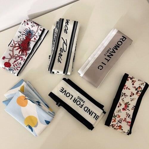 Silk Scarf Hair Rope Headbands For Women Hair Ties Elastic Bow Hair Accessories Vintage Jewelry Headdress Fashion Scrunchie