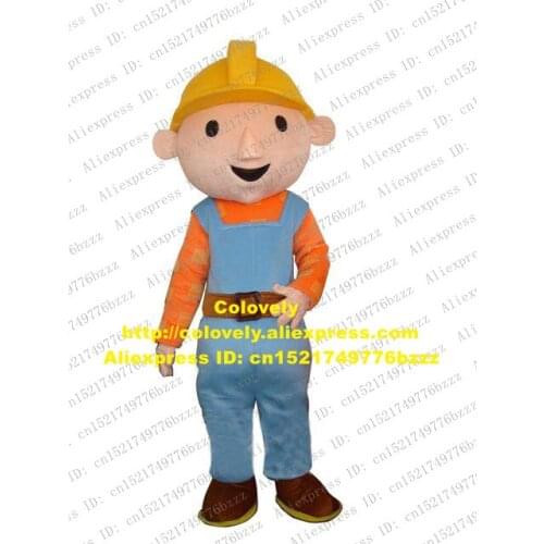 Capable Blue Constructor Bob The Builder Architect Mascot Costume Mascotte With Black Eyes Smiling Face Adult No.431 Free Ship