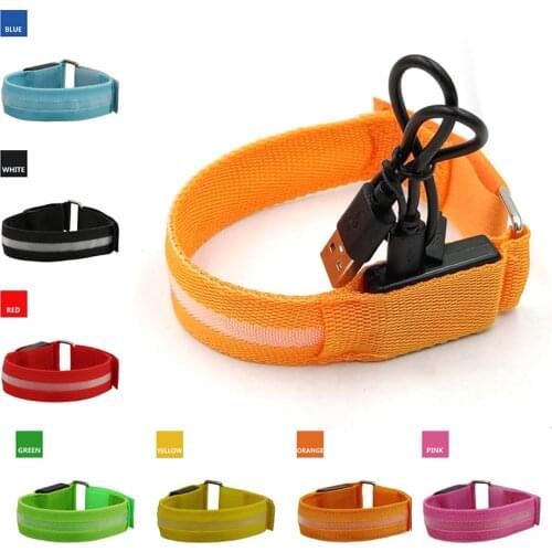 Outdoor Sports Armband LED Light USB Rechargeable Belt Arm Leg Warning Wristband