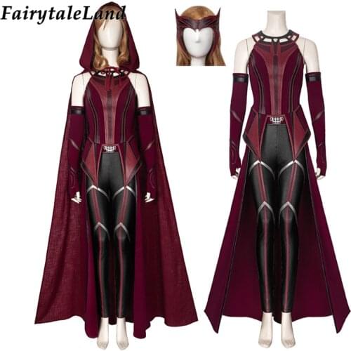 Superheroine Halloween Scarlet Cosplay Witch Costume High Quality Vision Wanda Maximoff Battle Outfit