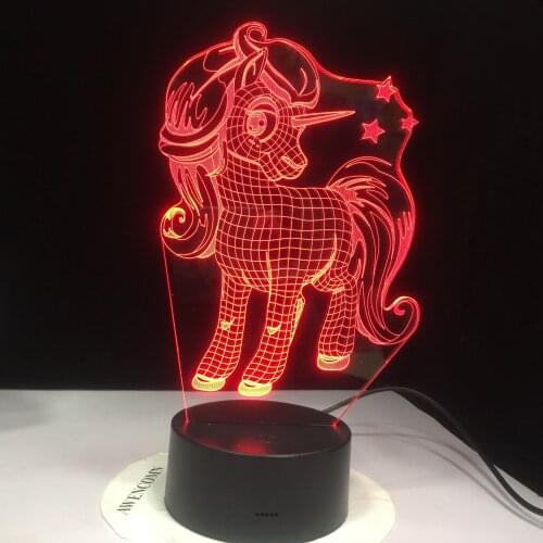Animal lovely Unicorn 3D LED Night Light Multicolor RGB Bulb Christmas Decorative Gift Cartoon Luminaria Lamp Dropshipping