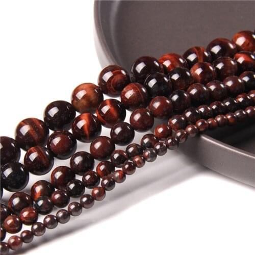 Natural Stone Red Tiger Eye Agates Round Loose Spacer Beads For Jewelry Making DIY Bracelet Necklace Accessories 4 6 8 10 12mm