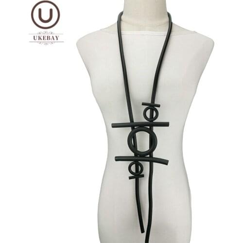 UKEBAY New Geometric Pendant Necklaces Women Big Necklace Match Sweater Gothic Long Chian Statement Jewelry Punk Style Necklaces