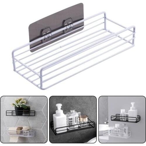 Bathroom Storage Rack Shelf Shower Wall Shelf Adhesive Iron Corner Storage Rack Organizer Kitchen Bathroom Shelves Organizer