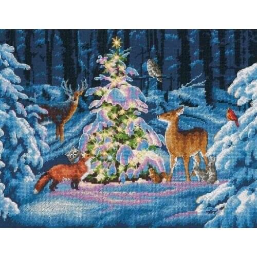 Top Quality Christmas Counted Cross Stitch Kit Woodland Glow Winter Snow Christmas Animals dim 70-08922