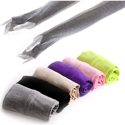 Women Cotton Long Fingerless UV Sun Protection Golf Driving Cover Gloves Mittens