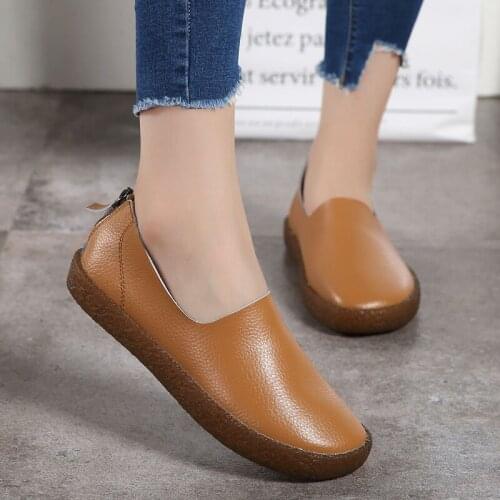 MUYANG MIE MIE Women Shoes Woman Genuine Leather Flat Shoes Female Casual Work Ballet Flats Women Flats Larger size ladies shoes