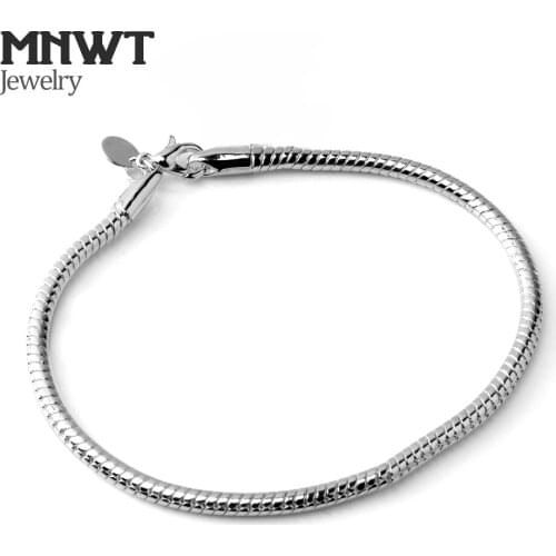 MNWT Womens 3mm Snake Bone Silver Plated Bracelets Women Bracelets Fashionable Simple Jewelry