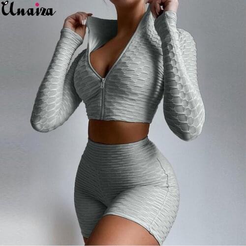 UNAIZA Womens Casual Sports Suit Tight-Titting Solid Color Long-Sleeved Pants Suit Women 2021 New Fashion High Quality Suit