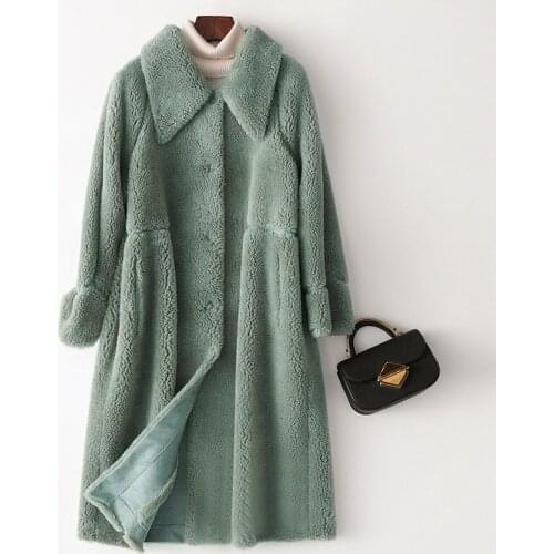 Women Real Fur Coat Autumn Winter Sheep Fur Wool Coats and Jackets 2020 Korean Warm Overcoat Manteau Femme 978008 YY468