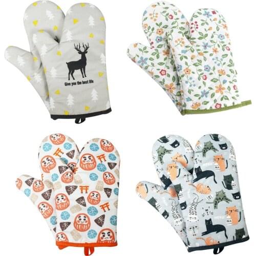 1 Pc Cooking Microwave Oven Mitt Kitchen Oven Gloves Heat Resistance Non-slip Cartoon Animal Pattern No A Pair