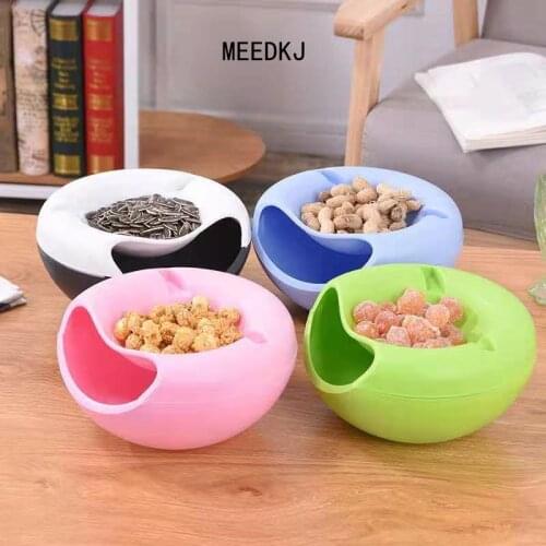 1 PCS Modern Living Room Creative Shape Lazy Snack Bowl Plastic Double Layers Snack Storage Box Bowl Lazy Fruit Plate Bowl