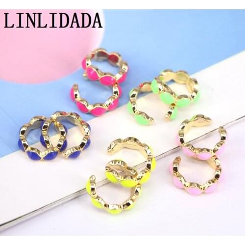 10Pair Multicolor Enamel Ear Cuff Earring for Women C-Shape No Pierced Small Earring Bridal Wedding Ear Clip Jewelry Gifts