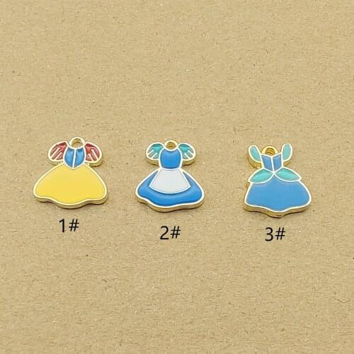 10pcs 12x14mm girl skirt enamel clothes charm for jewelry making cute earring pendant bracelet necklace charms diy design charms