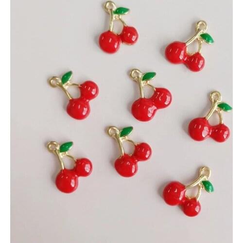 10 pcs/lot New Fashion Fruit Red Cherry Buttons Alloy Metal Decoration Sewing Hand made Baby Clothing For Button Accessories