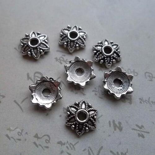 100pcs/lot Flower Shape Beads Receptacle Caps 8x2mm Handmade Craft Tassel End Caps Beads Septum DIY Jewelry Making Accessories