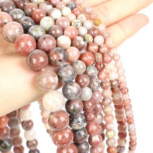 16"Strand Natural Stone Beads Smooth Red Plum Stone Beads Round Loose Spacer Beads For Jewelry Making Bracelet Neck 4-12mm