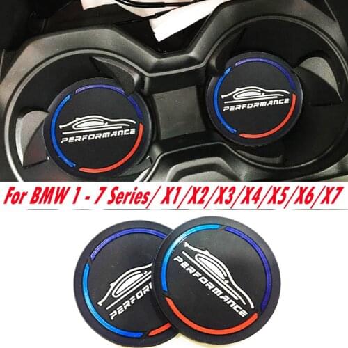 2pc Car Styling Cup Mat For BMW E90 E91 F10 F11 E53 E70 E71 E84 F48 F15 F16 E87 E81 F30 F34 G20 E46 E60 E39 G30 M Performance