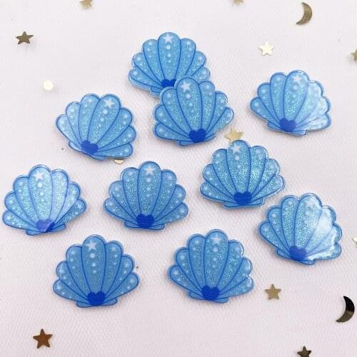 20PCS Glitter Kawaii Colorful Cute Blue Shell Flatback Acrylic Sheet Miniature Pattern Applique DIY Decor Ornaments Craft SF965