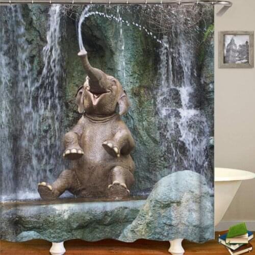 4pcs/set Bathroom Set 3D Print Animal Elephant Shower Curtains Fabric Curtain Bath Mat Kitchen Toilet Rug Non-Slip Floor Carpet
