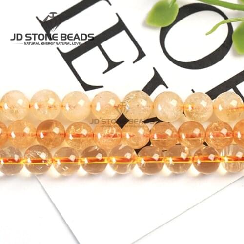 Wholesale Natural Citrine 4 6 8 10 12mm Loose Beads DIY Accessories Bracelet Yellow Crystal Beads Pick Size For Jewelry Making