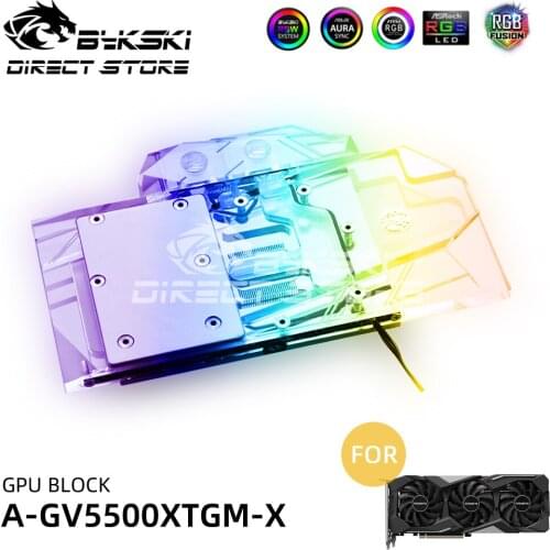 Bykski ARGB GPU Block Full Coverage For GIGABYTE RX 5500XT Gaming OC VGA Water Block Copper PC Cooling Heatsink A-GV5500XTGM-X