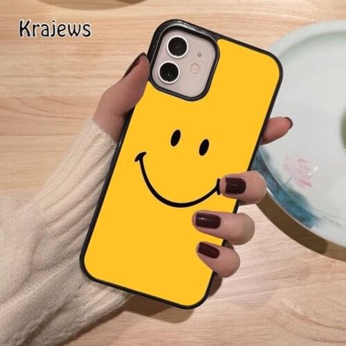 Krajews yellow smile coque Phone Case for iPhone 12 mini 5 6S 7 8 PLUS X XS XR 11 PRO MAX SE 2020 Back Cover Funda Shell