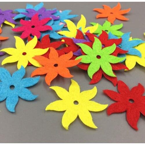 DIY 200pcs Felt Mix Color Flowers Appliques Handmade Craft Kids Doll Lots DIY 35mm