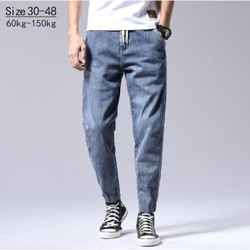 Spring Autumn Vintage Fashion Men Jeans Large Size M-7XL Elastic Harem Pants Designer Hip Hop Joggers Leggings Jean Male