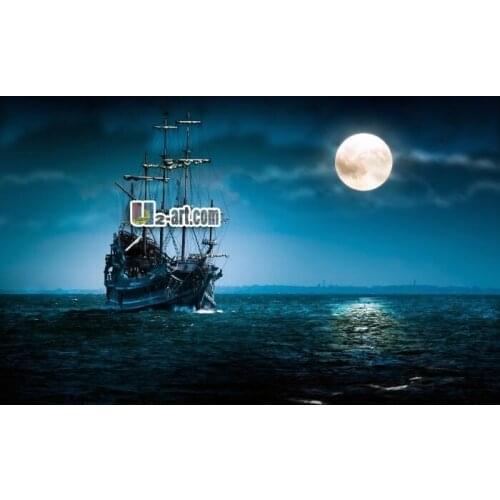 Hot sale fine craft gifts beautiful Canvas prints oil painting quality art Night at sea for new house decor fj (2)