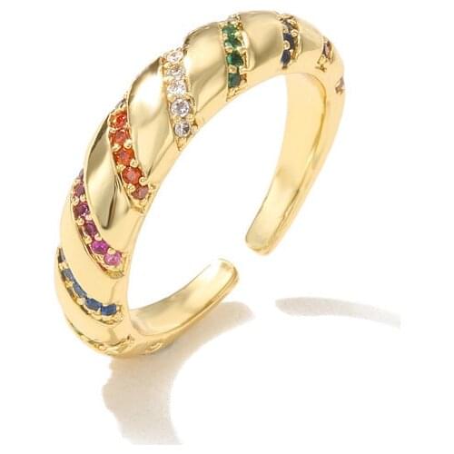 Funmode Multicolor Cubic Zircon Pave Open Adjustable Finger Ring For Women Wedding Party Rings Wholesale FR202