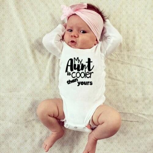 Newborn Baby Cotton Jumpsuit My Aunt Is Cooler Than Yours Baby Funny Bodysuit Infant Boy Girl Long Sleeve Playsuit Clothes