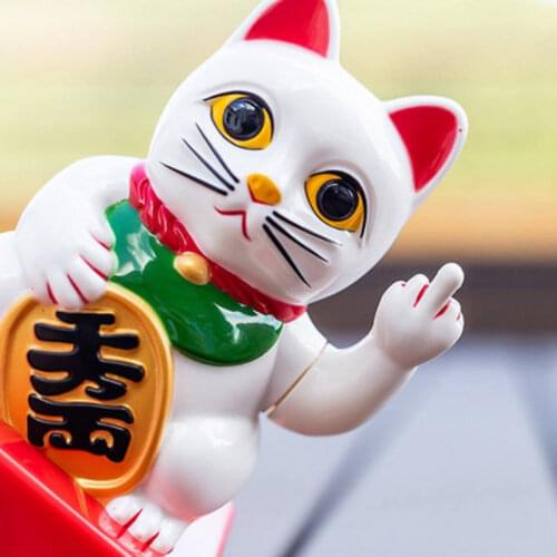 New Year Christmas Gift LUCKY CAT Vertical Middle Finger Swing Lucky Cat Lucky Cat Good Luck Desktop Car Decoration