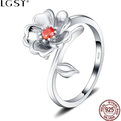 LGSY DR1163 925 Sterling Silver Rings Jewelry Crystal Ring Fine Jewelry Romantic Engagement Ring Fashion Jewelry Punk Round Ring