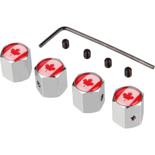 For Hyundai Elantra Ford Escape Nissan Rogue Chevy Cruze Mazda 3 Anti-Theft Car Wheel Tire Valve Caps Cover Canadian Flag Logo