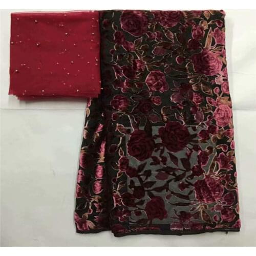 Hot Selling High Quality Fashion Printed Silk Velvet Fabric 5 Yards And 2 Yards Of Tulle Chiffon Fabric! LXF1031