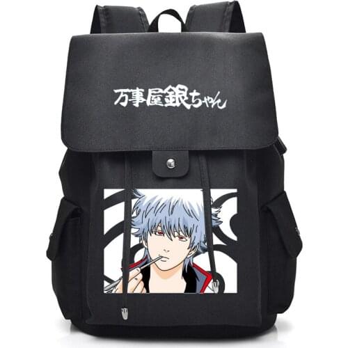 Cartoon GINTAMA USB Port Backpack Bag Zipper Messenger School Students Book Daypack Large Capacity Boy Girl Kids Travel Bag