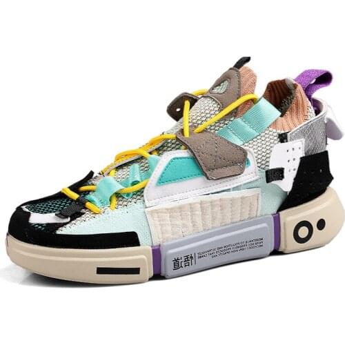 2021 mens shoes fashion color matching board shoes mens mesh breathable trend thick-soled student sneakers zapatos de tenis