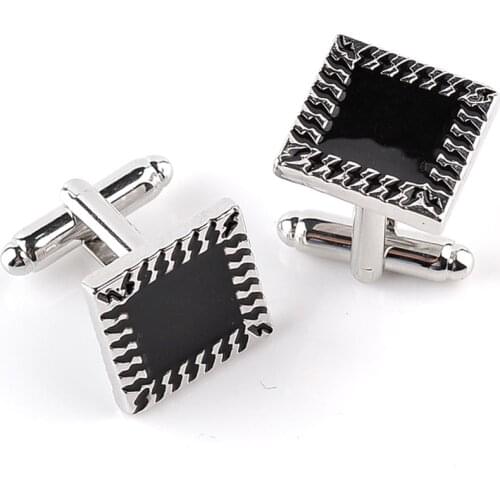 Fashion Jewelry Black Square Enamel Shirt Cufflinks For Mens Brand Cuff Buttons High Quality High Quality Cuff Link