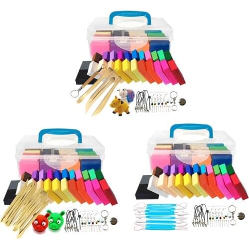 24 Colors Polymer Molding Clay Set Oven Baking Kit with Sculpting Tools Accessories DIY Crafts Kids Educational Toys Gift