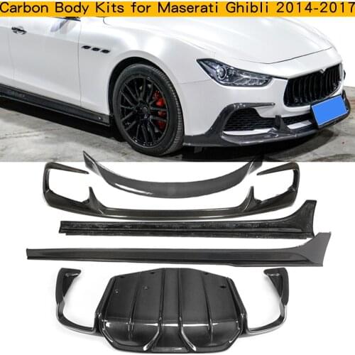 Carbon Fiber Body Kits for Maserati Ghibli 2014 - 2017 Front Bumper Lip Rear Bumper Diffuser Side Skirts Extensions Lip Spoiler