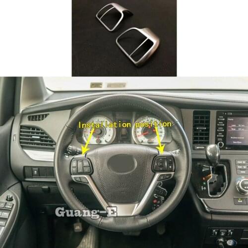 Car Sticker Detector Styling ABS Chrome Steering Wheel Interior Kit Trim Frame Hoods Parts 2pcs For Toyota Sienna 2018 2019 2020