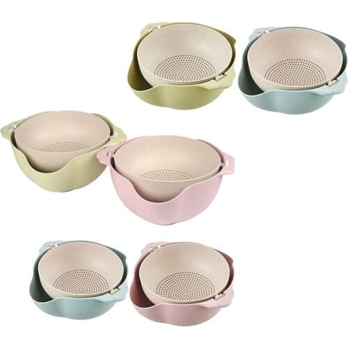 New 2 in 1 Kitchen Colander/Strainer Bowls,2 Pack Double Layerde Detachable Drain Basin/Basket,Fruits Cleaning