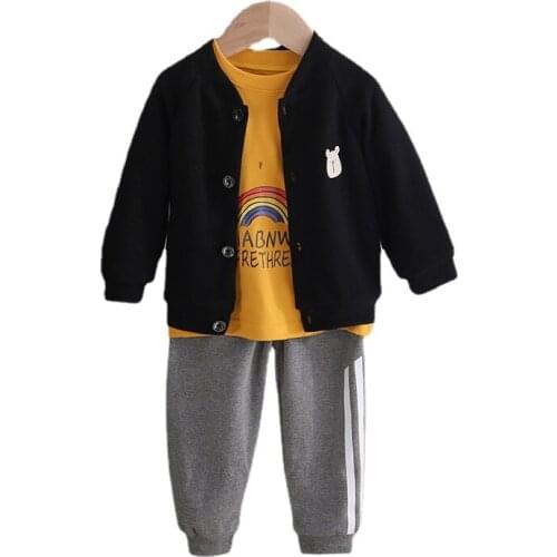 New Baby Boy Clothing Set Kid Girl Autumn Long Sleeve T Shirt+Pants+Coat 3 Pcs Suit Children Sport Tracksuits Boys Outfits