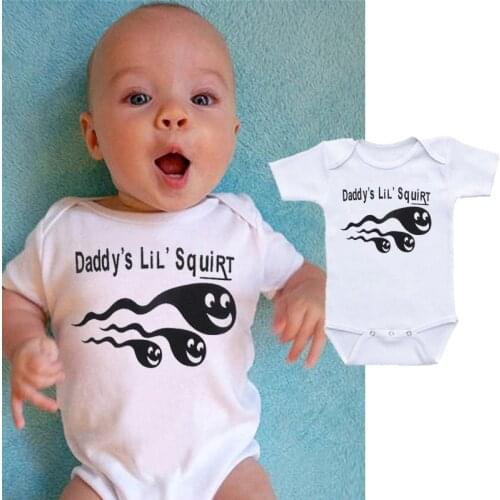 Newborn daddys LiLs squirt Bodysuit Summer Baby Boy Girls Cotton Short Sleeve Jumpsuit Bodysuit 0-24M