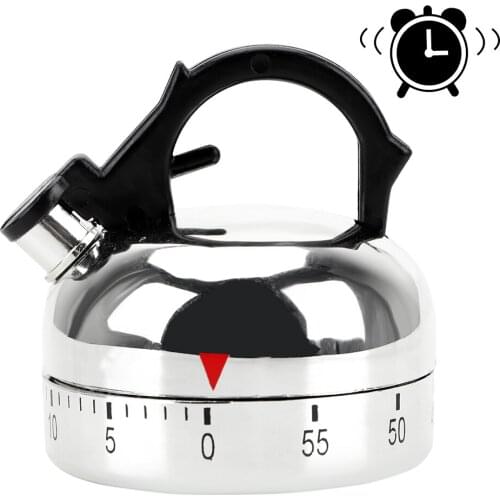 Plastic Mechanical Timer Kettle Shape Countdown Alarm Reminder Cooking Reminders Tools 60 Minutes Kitchen Timer