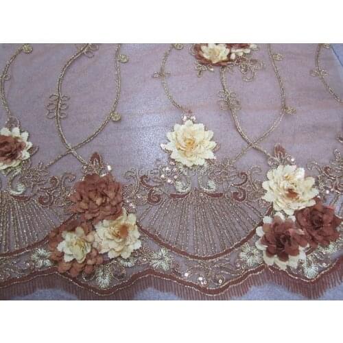 POd42-13 textile fashion cloth embroidery fabric wholesale stereo chrysanthemum shaped embroidery embroidery processing organza