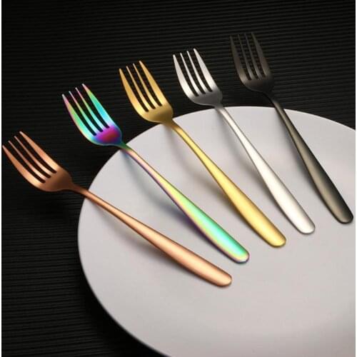 Stainless Steel Dinner Fork Ice Cream Dessert Bento Picnic Forks Metal Tableware Cutlery Fork Kitchen Gadgets