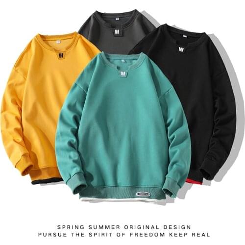 Harajuku Crewneck Sweatshirt 4 Colors Men Women 2021 Autumn Japanese Streetwear Hip Hop Dark Grey Male Casual Minimalist Hoodies
