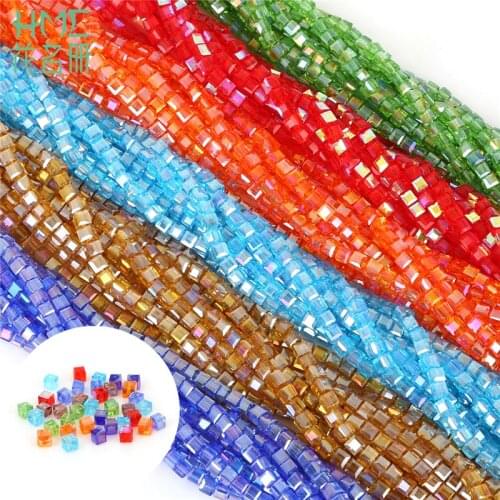 High Quality 2MM Approx 200pcs Fashion Cube Glass Clothing Loose Beads Square Shape Crystal Beads for Bracelet Jewelry Making
